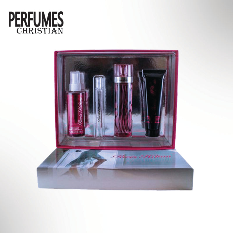 ESTUCHE PARIS HILTON 4 PZAS DAMA AGUA DE PERFUME 100 ML/ LOCION CORPORAL 90 ML/GEL DE DUCHA 90 ML/AGUA DE PERFUME 10 ML